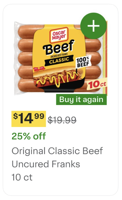 Shows item cards with discount text.